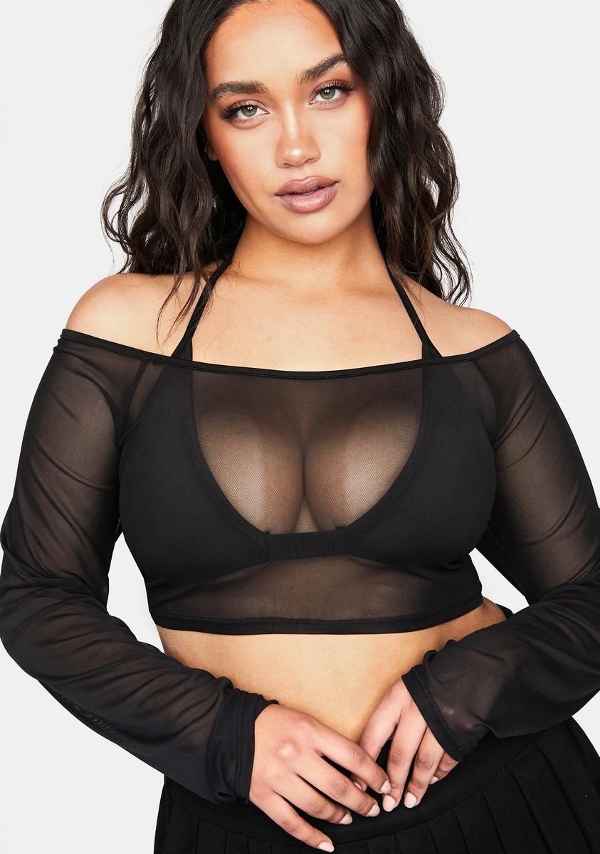 Plus Living Delights Mesh Crop Top sold by Dolls Kill