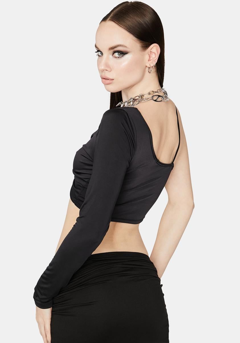Sinister Slacker One Shoulder Crop Top sold by Dolls Kill product image thumbnail 4