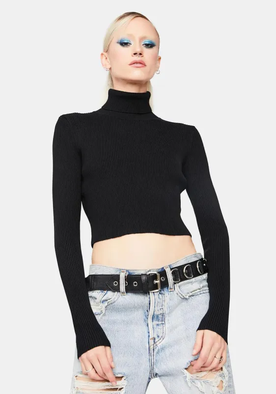 Noir Strive For More Turtleneck Top sold by Dolls Kill
