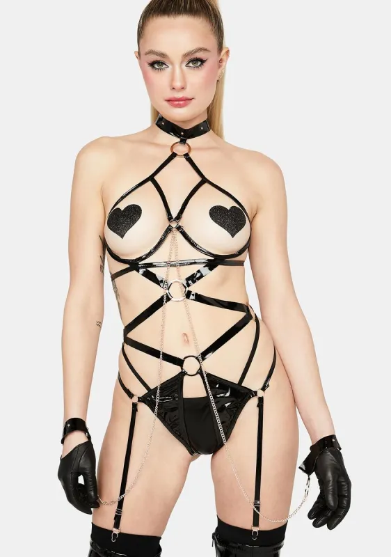 Criss-Cross Open Cup Teddy With Leash sold by Dolls Kill