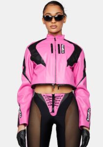 Pink Transformer Moto Coat sold by Dolls Kill