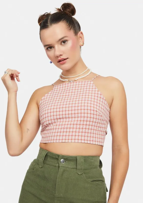 Plaid Tie Back Cami sold by Dolls Kill
