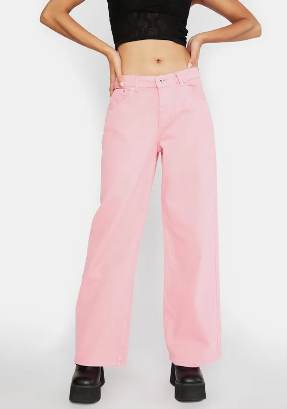 Pink Release Wide Leg Jeans sold by Dolls Kill