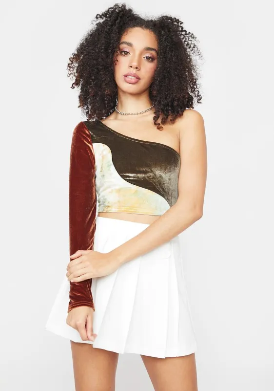 Modern Fashionista Velvet Crop Top sold by Dolls Kill