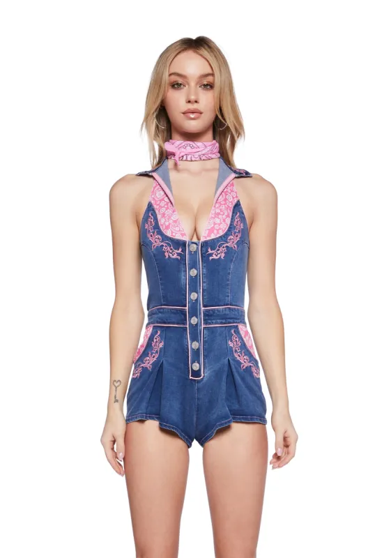 Rodeo Rendezvous Denim Romper sold by Dolls Kill