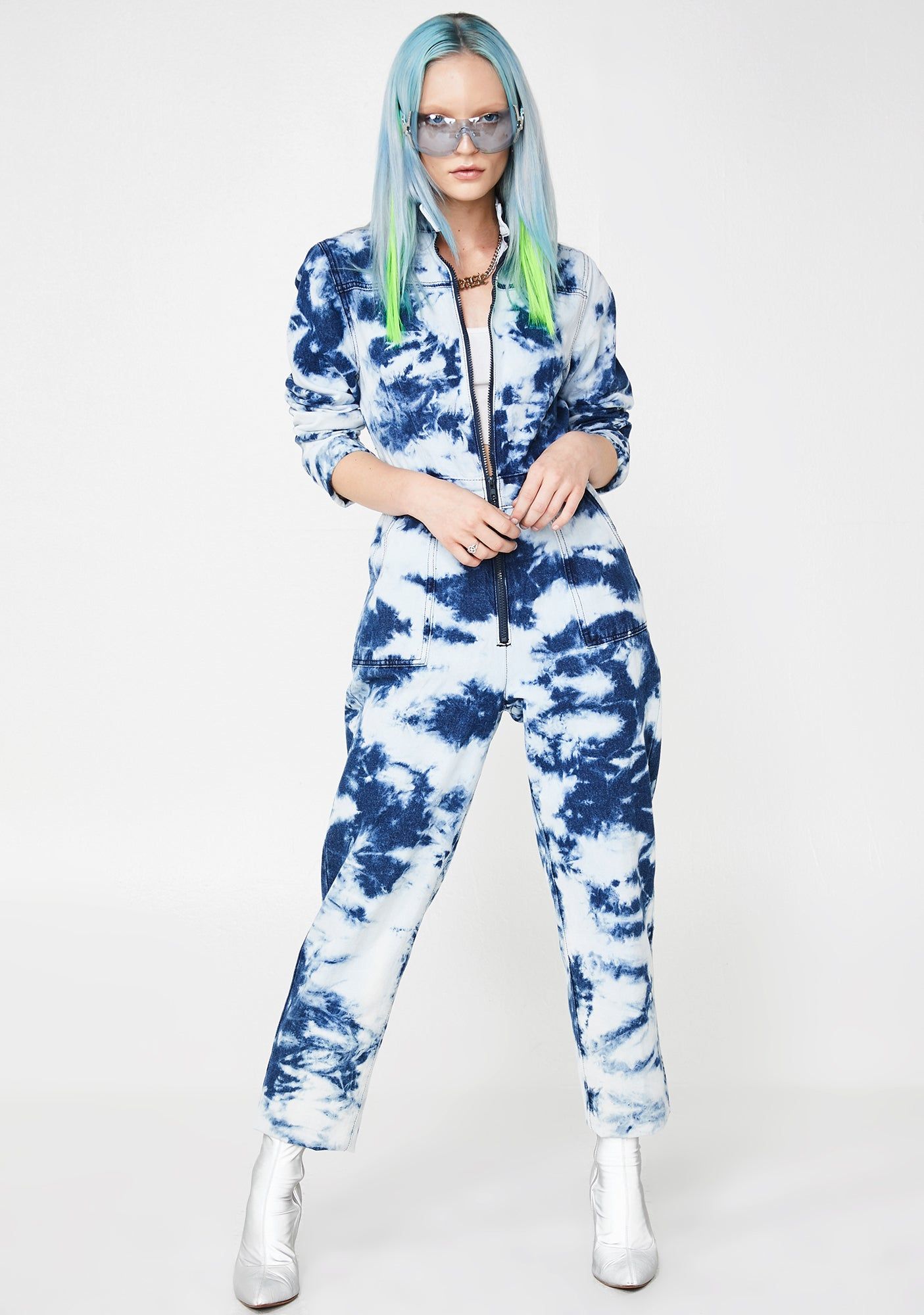 Acid Wash Blue Denim Boilersuit sold by Dolls Kill product image thumbnail 2