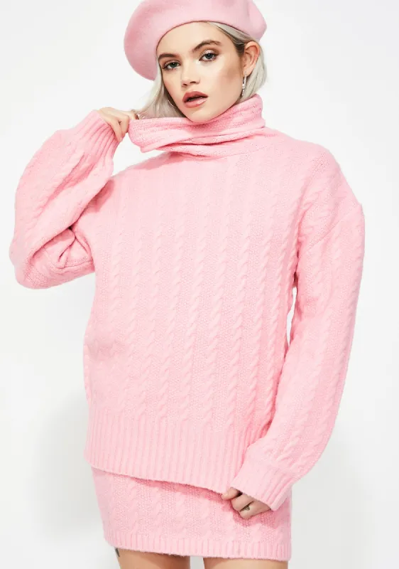 Bubblegum Pop Cable Knit Sweater sold by Dolls Kill