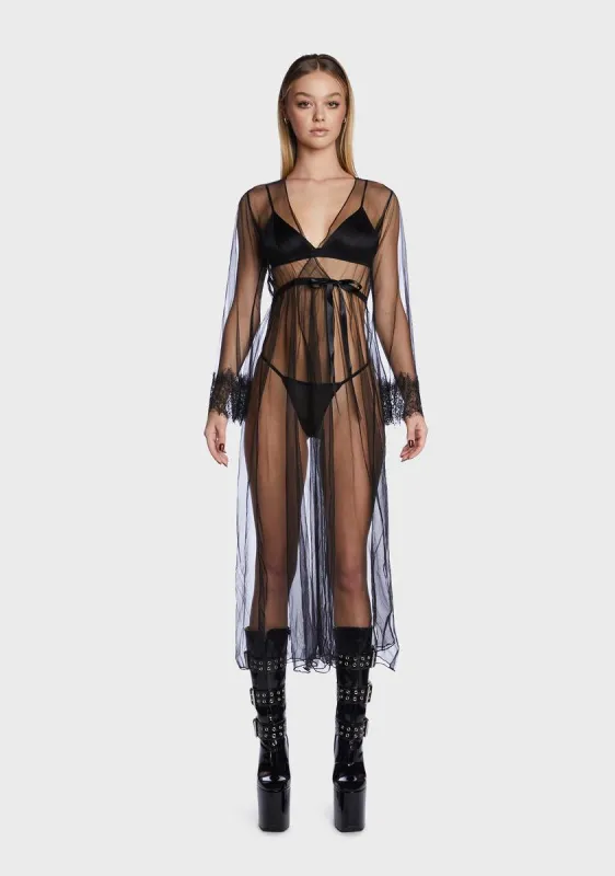 Like Clockwork Sheer Long Robe sold by Dolls Kill