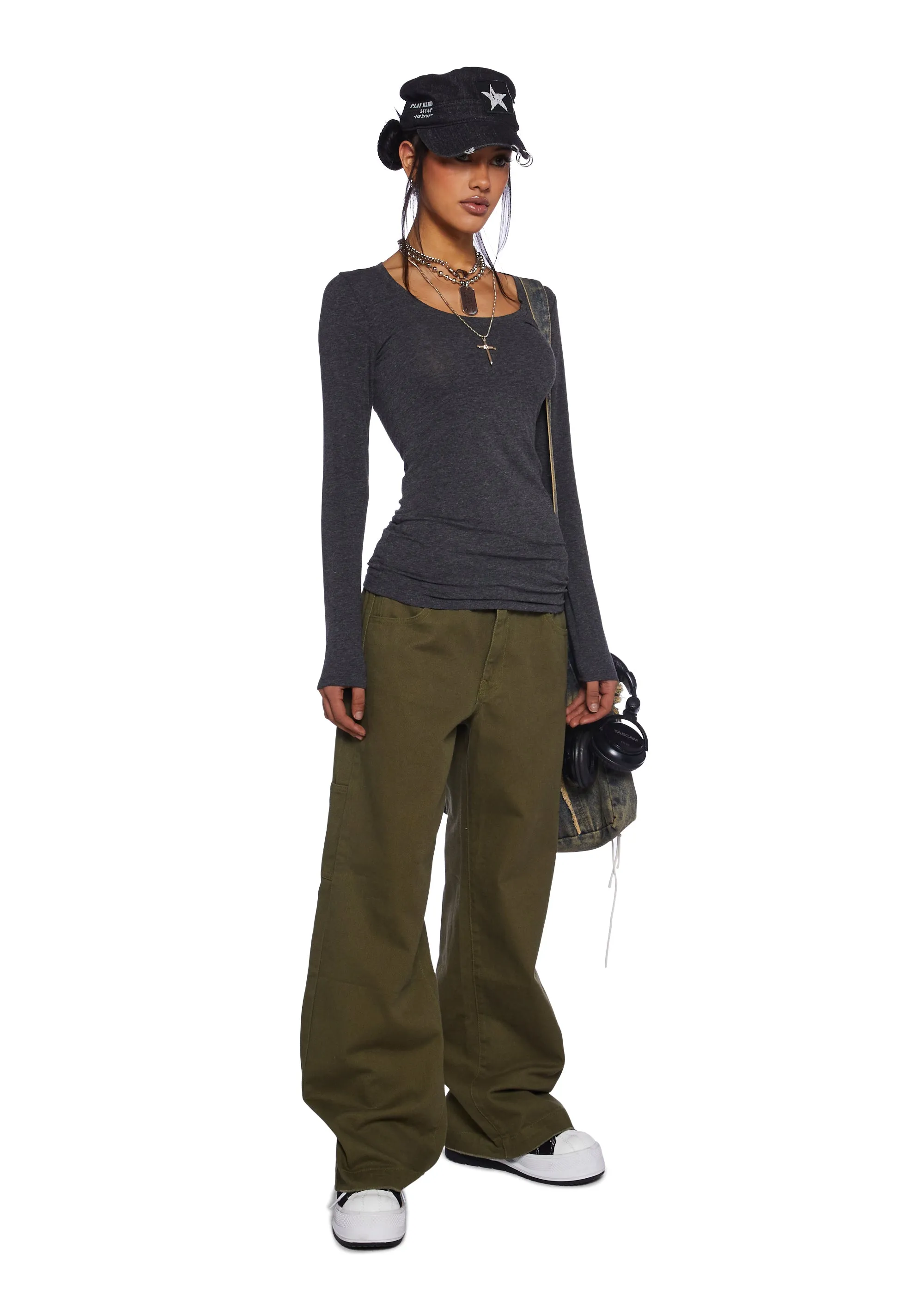 Casual Meetups Long Sleeve Top - Gray sold by Dolls Kill product image thumbnail 2