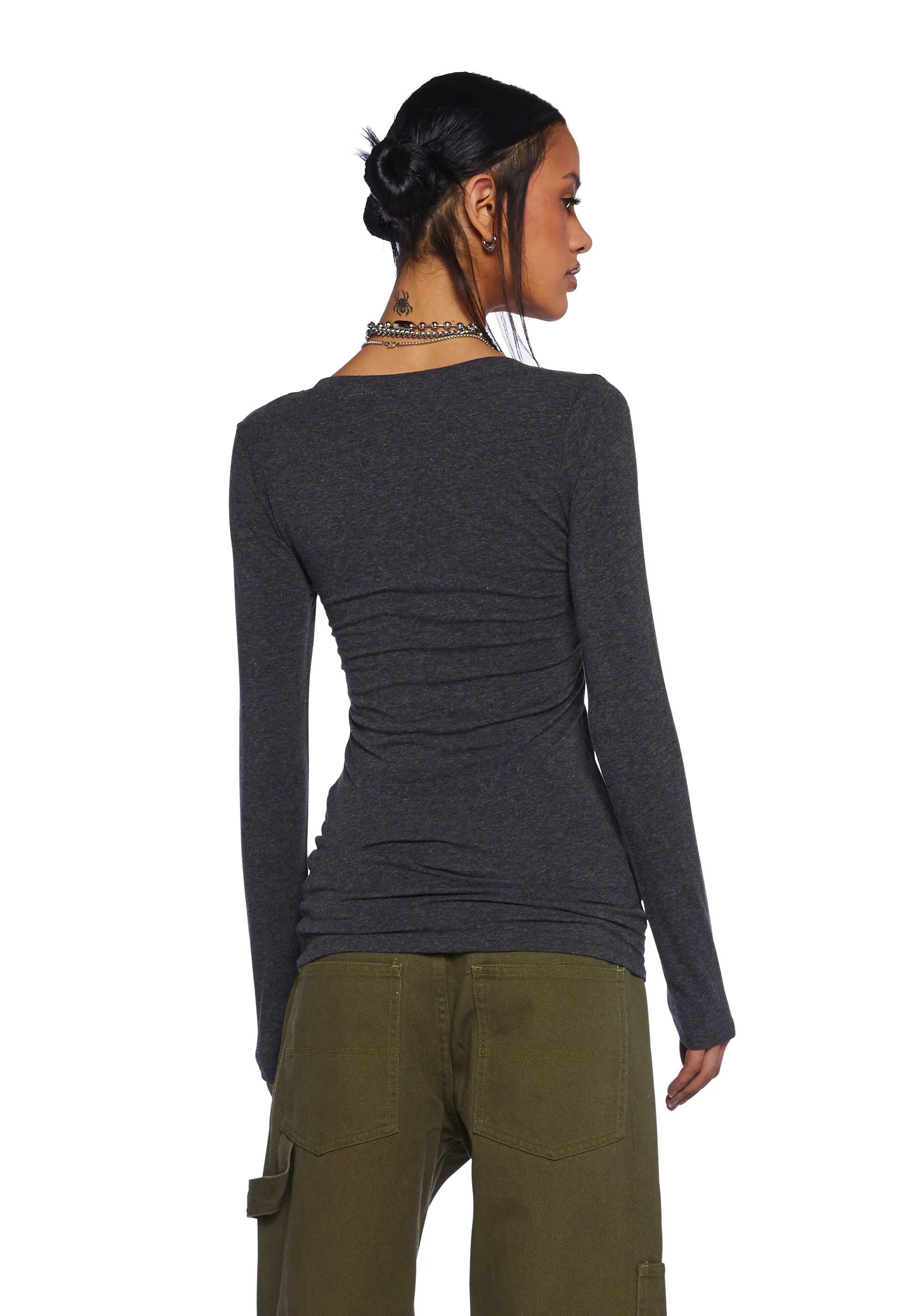 Casual Meetups Long Sleeve Top - Gray sold by Dolls Kill product image thumbnail 4