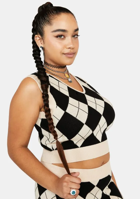 Plus Layers To Me Argyle Vest sold by Dolls Kill