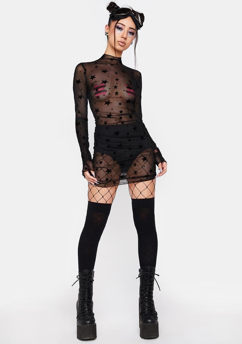 Divine Sounds Mesh Mini Dress sold by Dolls Kill product image thumbnail 3