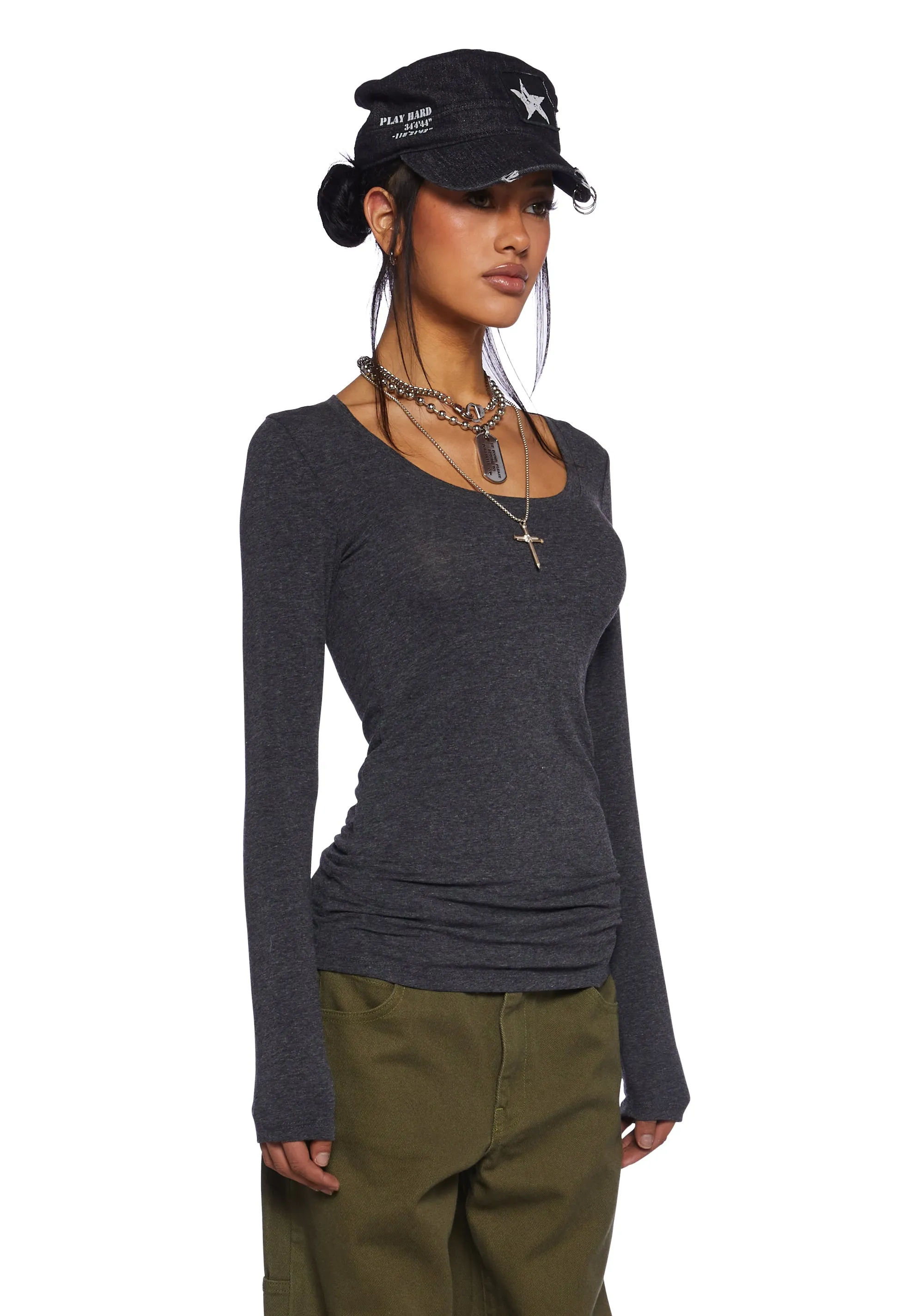 Casual Meetups Long Sleeve Top - Gray sold by Dolls Kill product image thumbnail 3