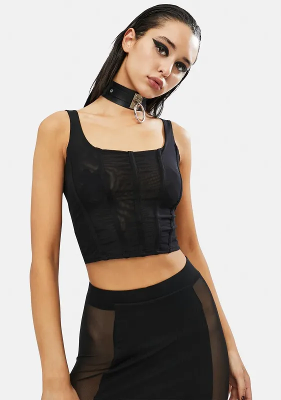 Get Lucky Mesh Structured Corset Top sold by Dolls Kill