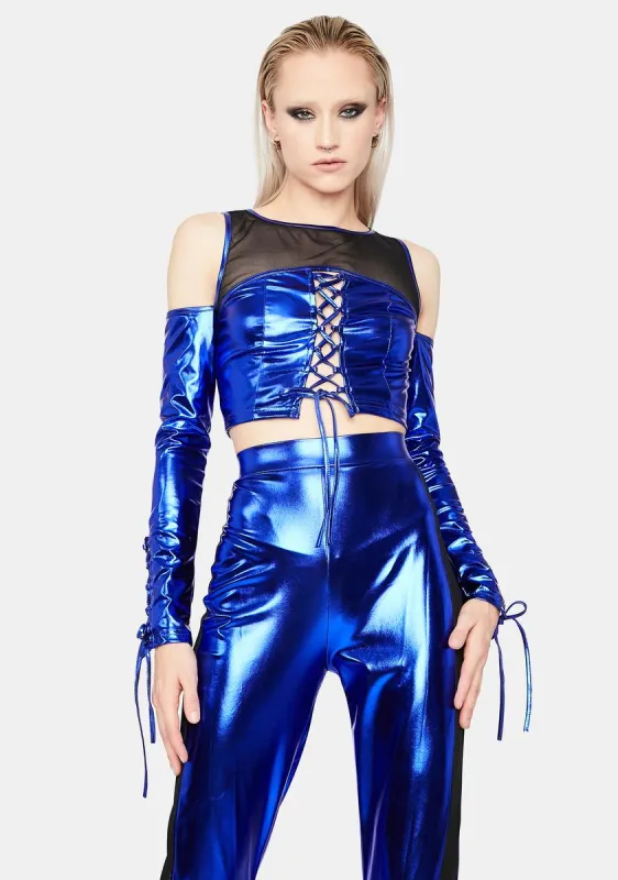 Futuristic Diva Metallic Lace-Up Set sold by Dolls Kill