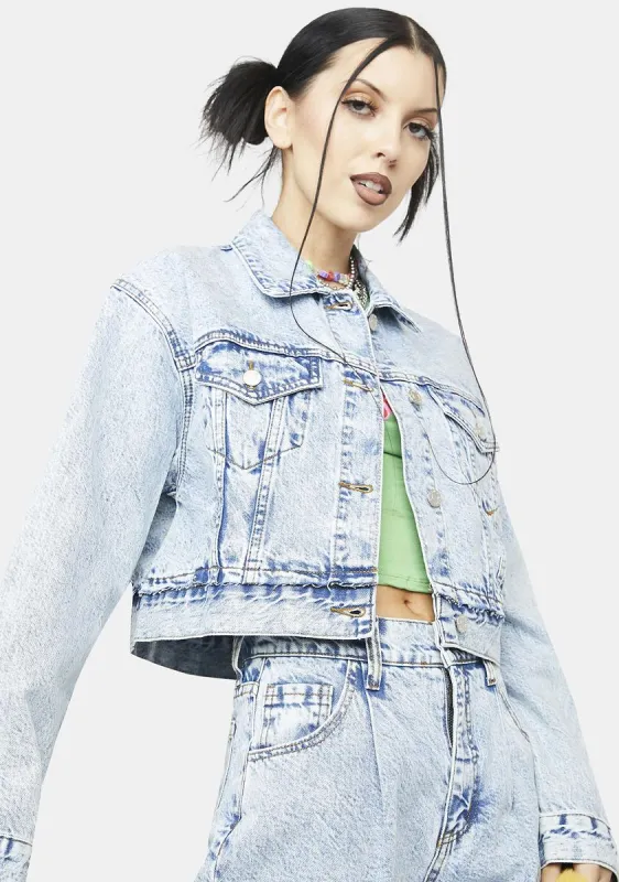 The Frequent Flyer Pleated Denim Jacket sold by Dolls Kill