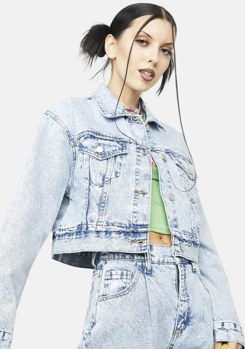 The Frequent Flyer Pleated Denim Jacket sold by Dolls Kill