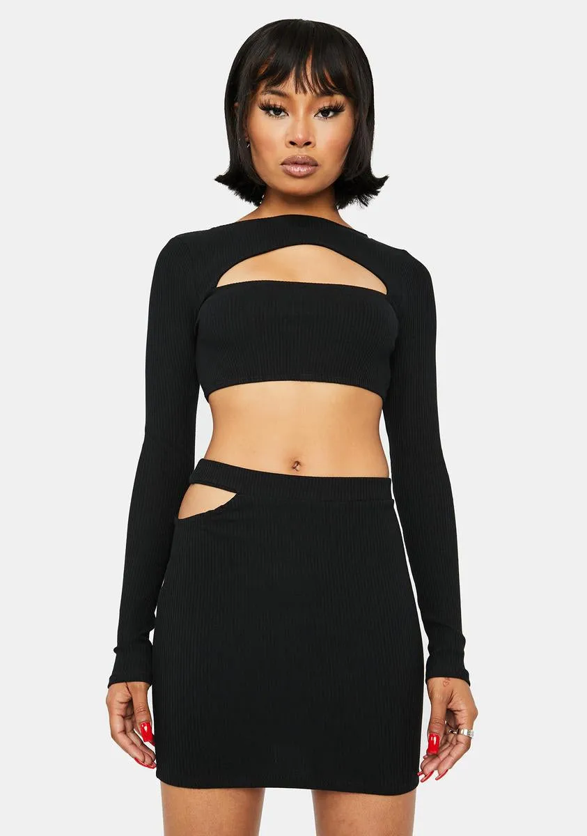 On Your Timeline Cut-Out Skirt Set sold by Dolls Kill