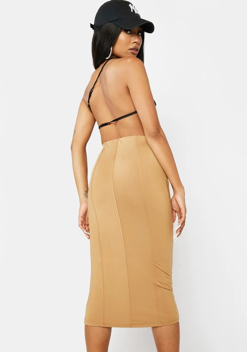 Mocha Matador Midi Skirt sold by Dolls Kill product image thumbnail 4