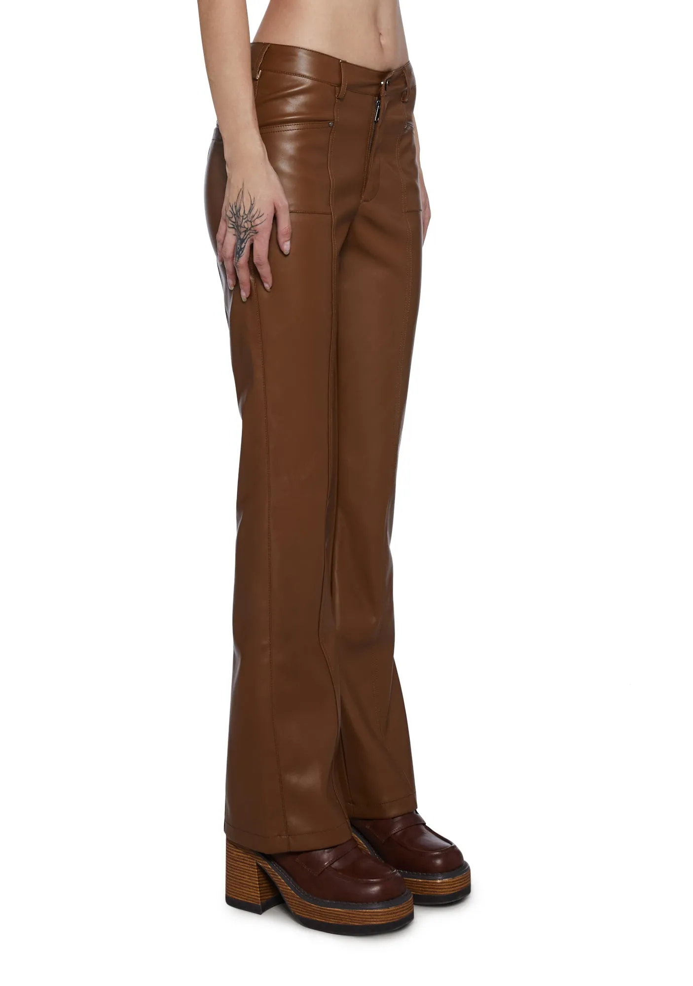 Ready For Fun Vegan Leather Pants - Brown sold by Dolls Kill product image thumbnail 3