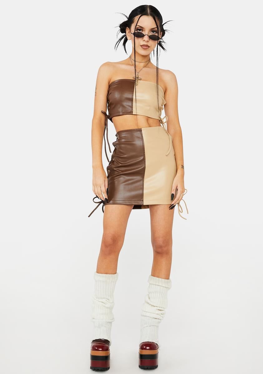 Mocha Mixed Feelings Skirt Set sold by Dolls Kill product image thumbnail 3