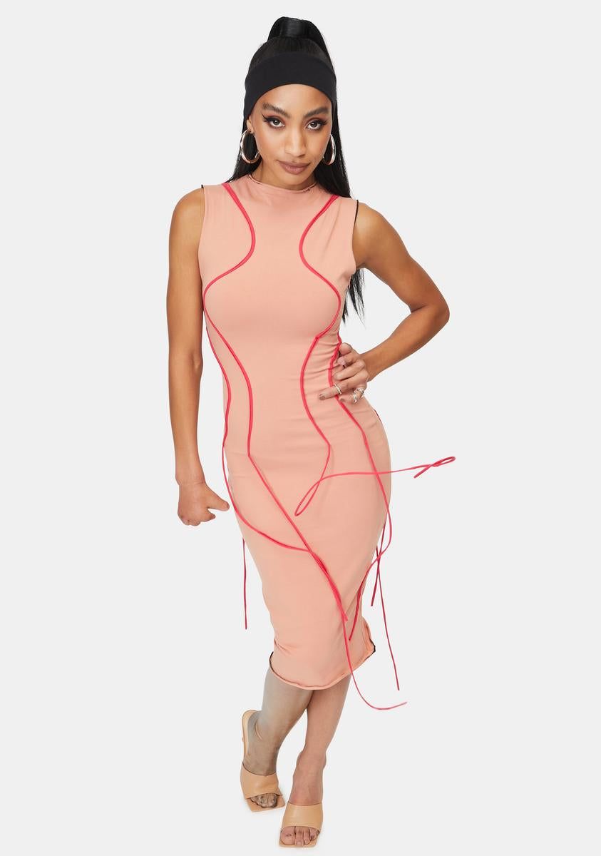 Between The Lines Bodycon Midi Dress sold by Dolls Kill product image thumbnail 3
