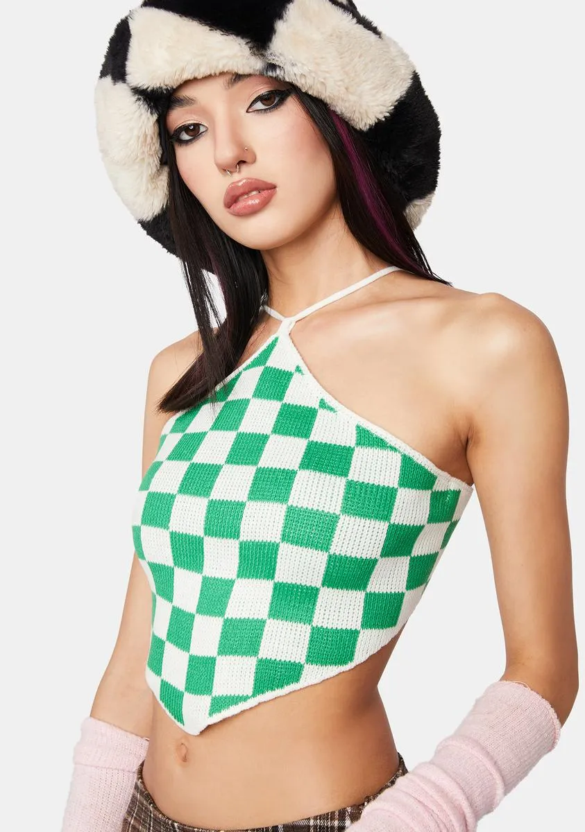 Green Checkered Open Back Halter Top sold by Dolls Kill product image thumbnail 2