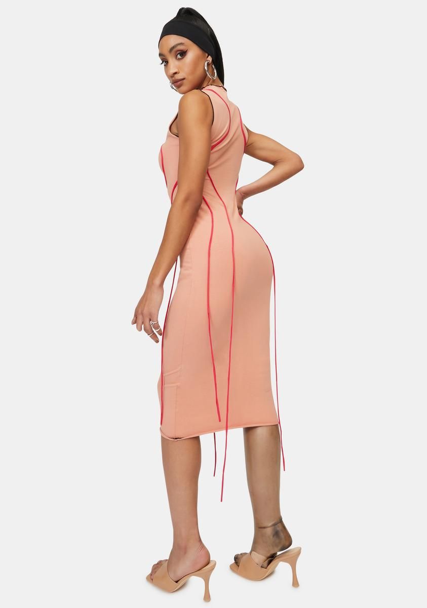 Between The Lines Bodycon Midi Dress sold by Dolls Kill product image thumbnail 4