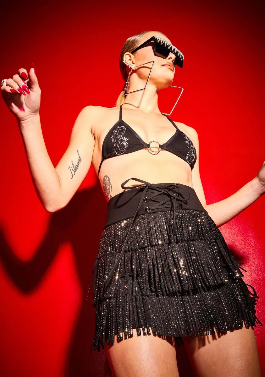 Fringe Benefits Rhinestone Mini Skirt sold by Dolls Kill product image thumbnail 2