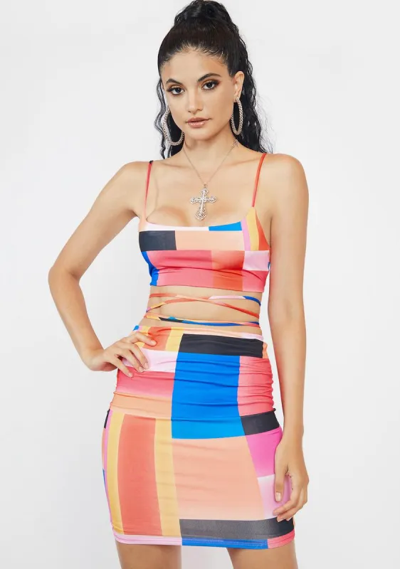 Prismatic Love Colorblock Skirt Set sold by Dolls Kill