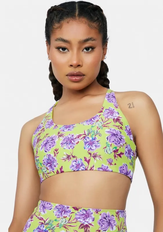 Lime Punch Gardenias Rocky Top Sports Bra sold by Dolls Kill