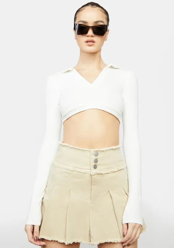 Fun Rivalry Collared Crop Top sold by Dolls Kill