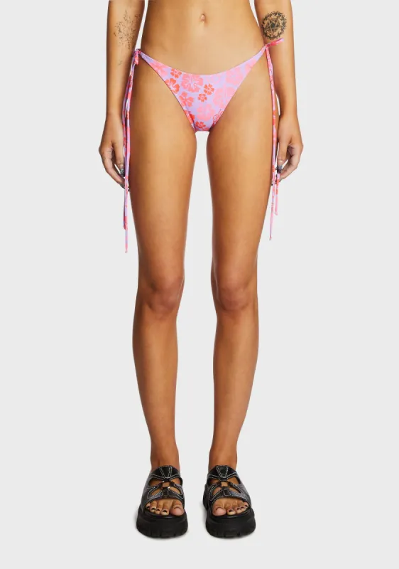 Full Coverage Tie Side Bikini Bottom - Cherry Berry sold by Dolls Kill