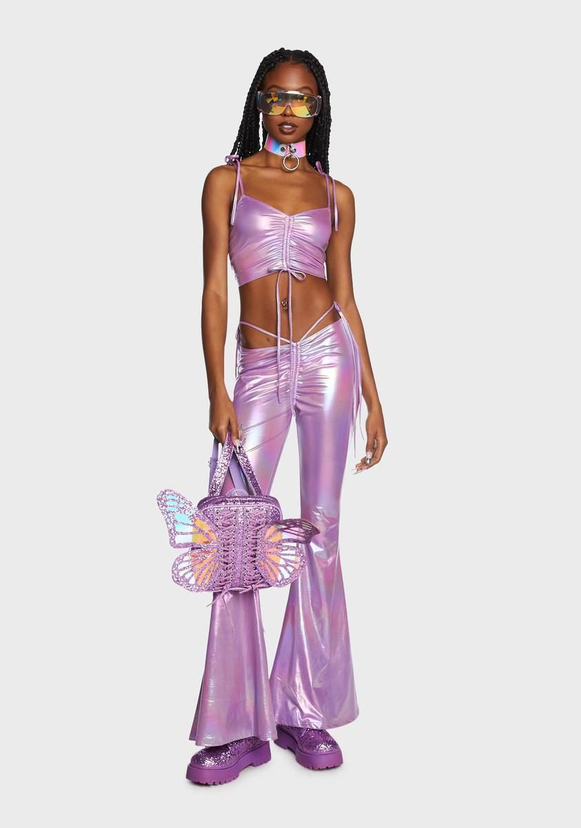 Lavender Siren Calling Metallic Crop Tank sold by Dolls Kill product image thumbnail 5