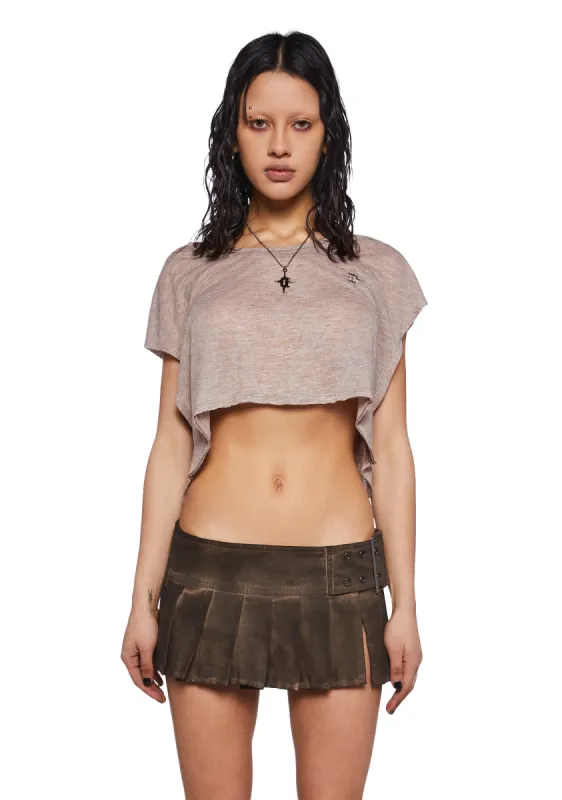 Crossfade Cropped Oversized Tee- Brown sold by Dolls Kill