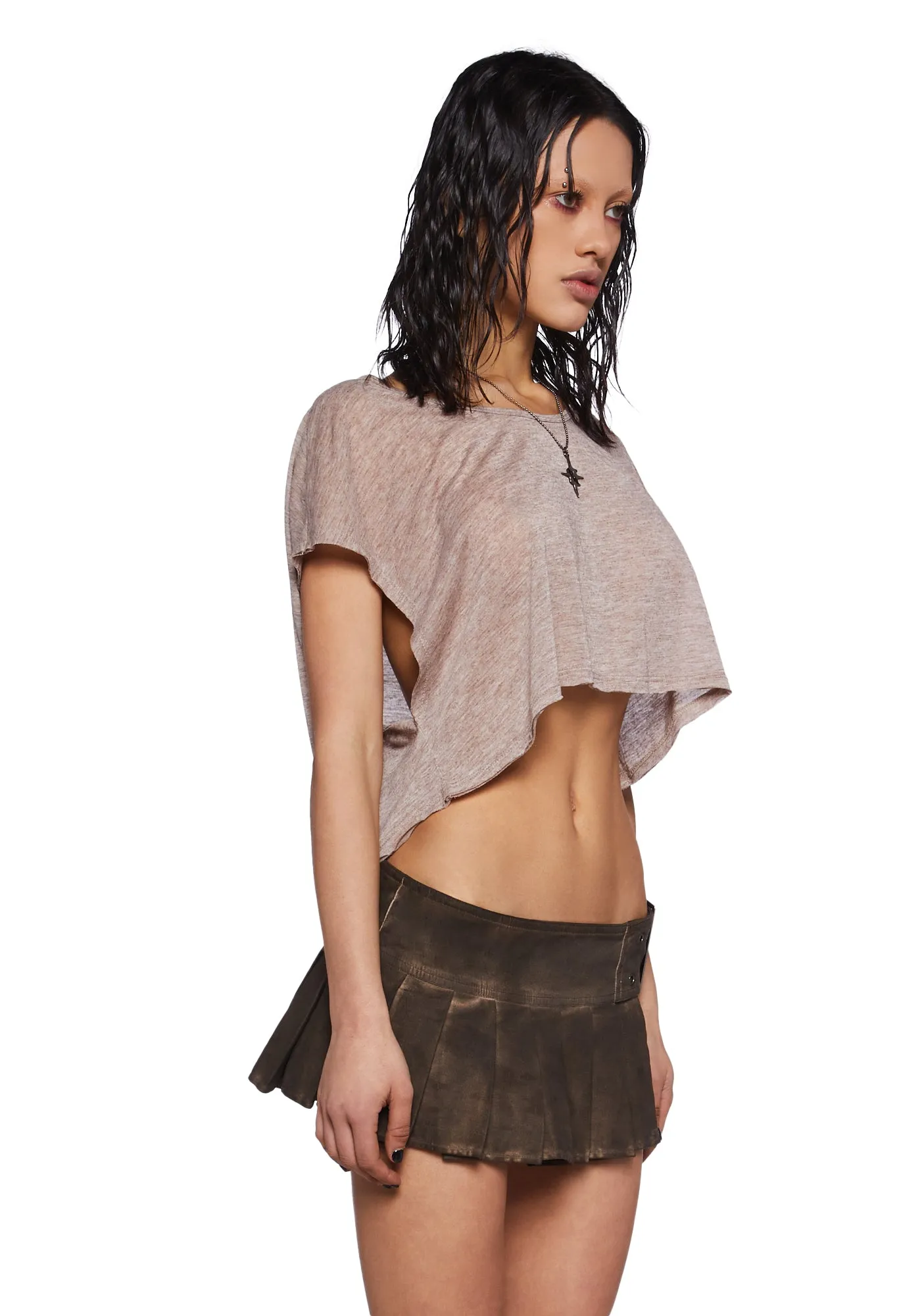 Crossfade Cropped Oversized Tee- Brown sold by Dolls Kill product image thumbnail 3