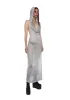 Tempo Metallic Hoodie Maxi Dress - Silver sold by Dolls Kill