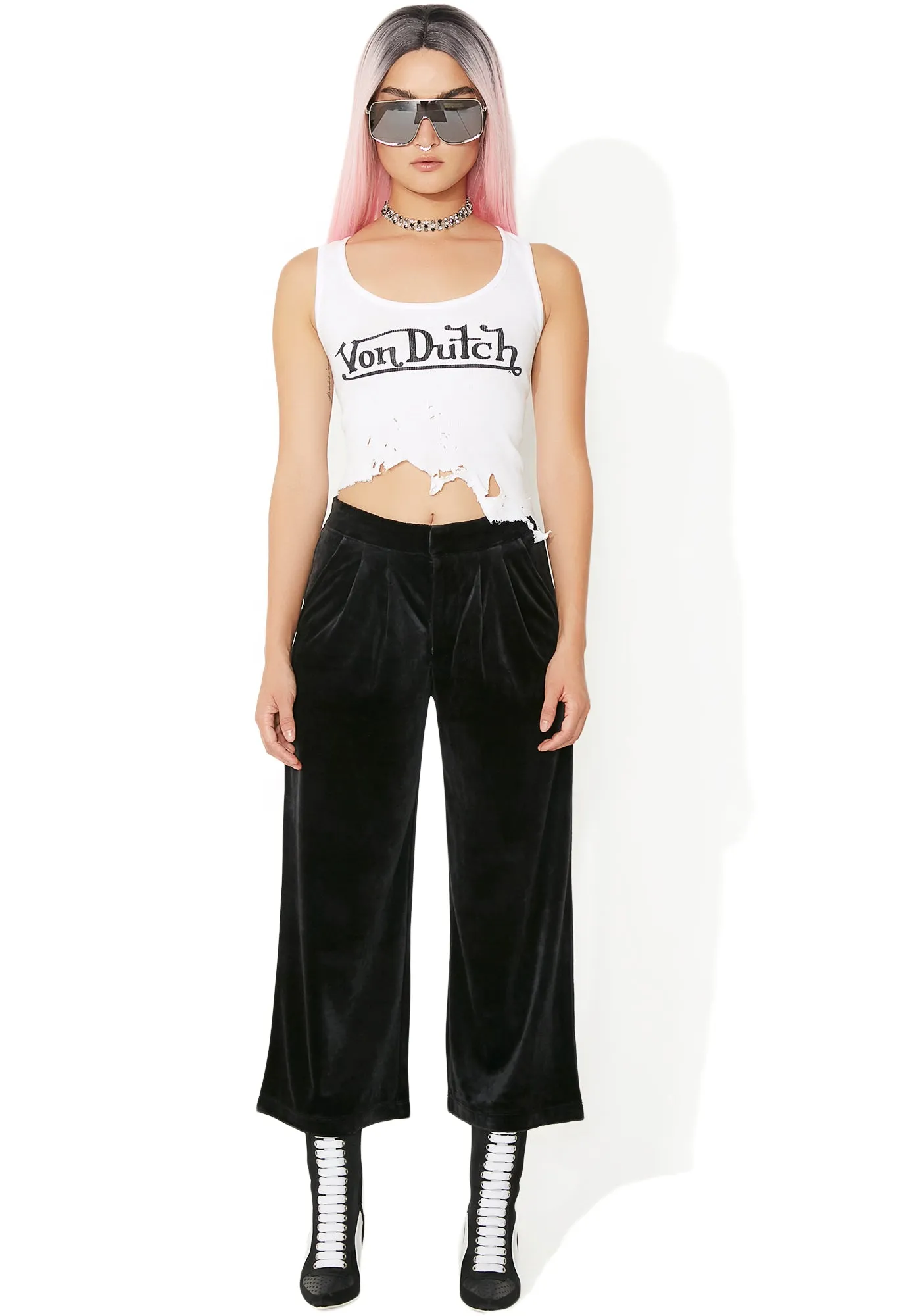 Sporty Velour Wide Leg Trousers sold by Dolls Kill product image thumbnail 5