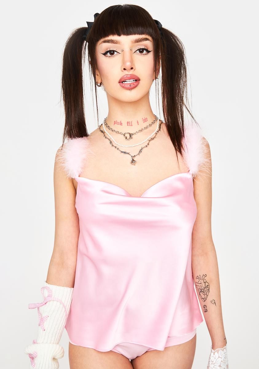 City Of Lights Marabou Tank Top sold by Dolls Kill