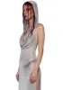 Tempo Metallic Hoodie Maxi Dress - Silver sold by Dolls Kill