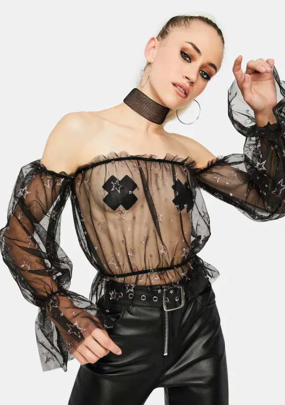 About Last Night Off The Shoulder Crop Top sold by Dolls Kill