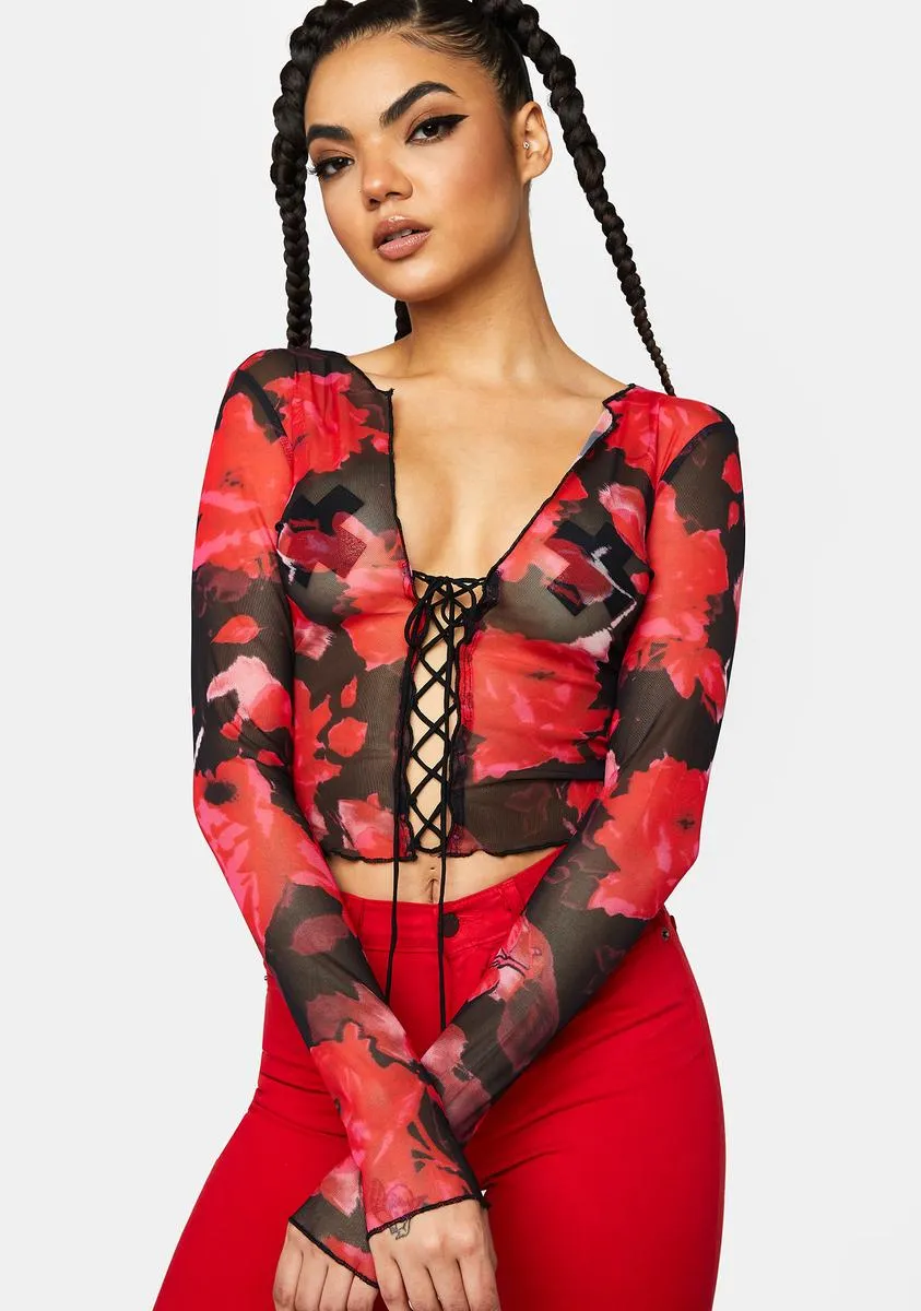 Floral First Date Tie Top sold by Dolls Kill