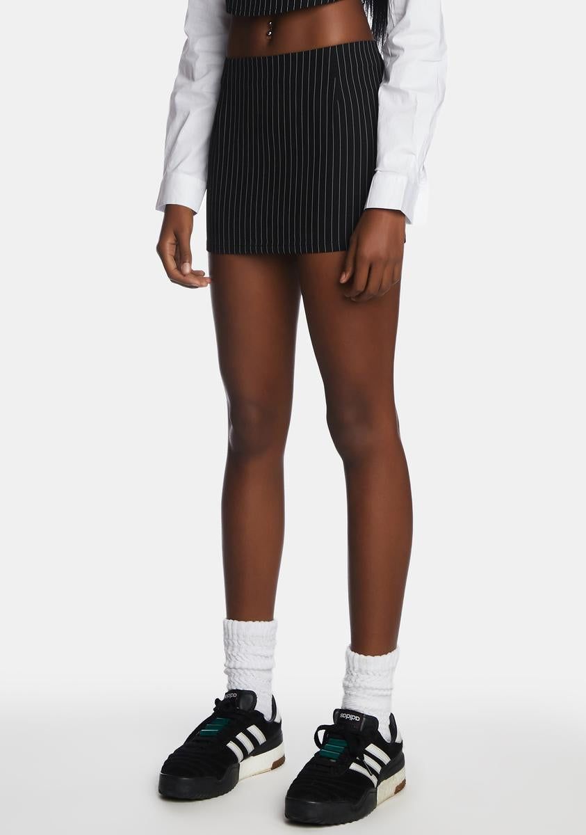 Pinstripe Black Ima Mini Skirt sold by Dolls Kill product image thumbnail 4