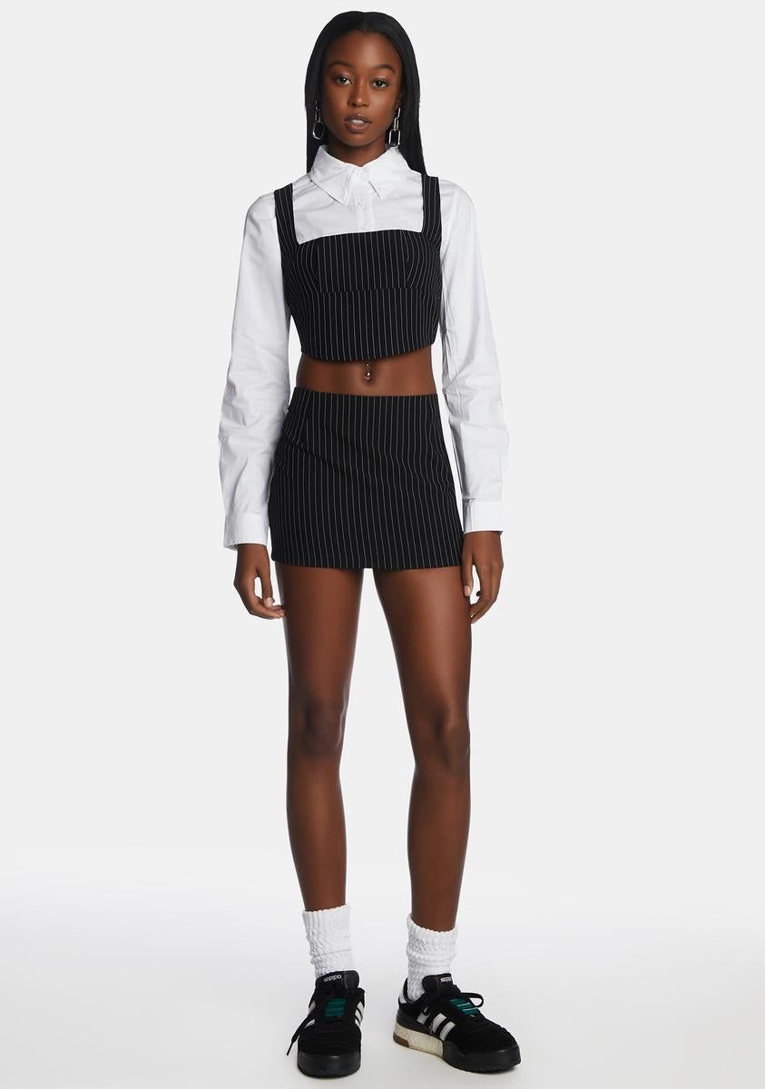 Pinstripe Black Ima Mini Skirt sold by Dolls Kill product image thumbnail 2