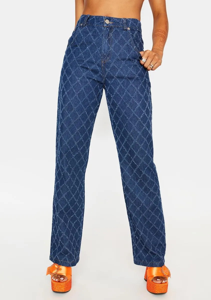 Made U Rich Diamond Print Jeans sold by Dolls Kill