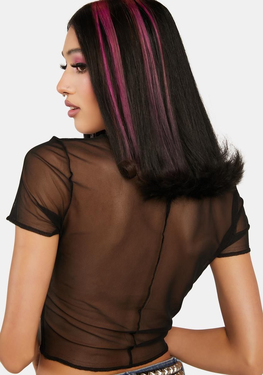 Onyx Jealous Ex Mesh Crop Top sold by Dolls Kill product image thumbnail 4