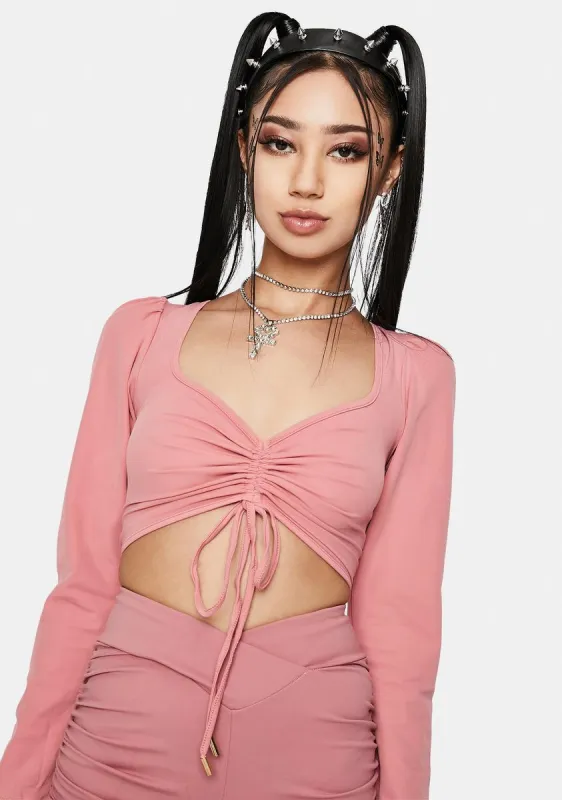 Puff Sleeve Drawstring Detail Crop Top sold by Dolls Kill