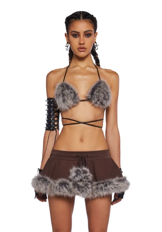 Icy Revival Faux Fur Top - Brown sold by Dolls Kill