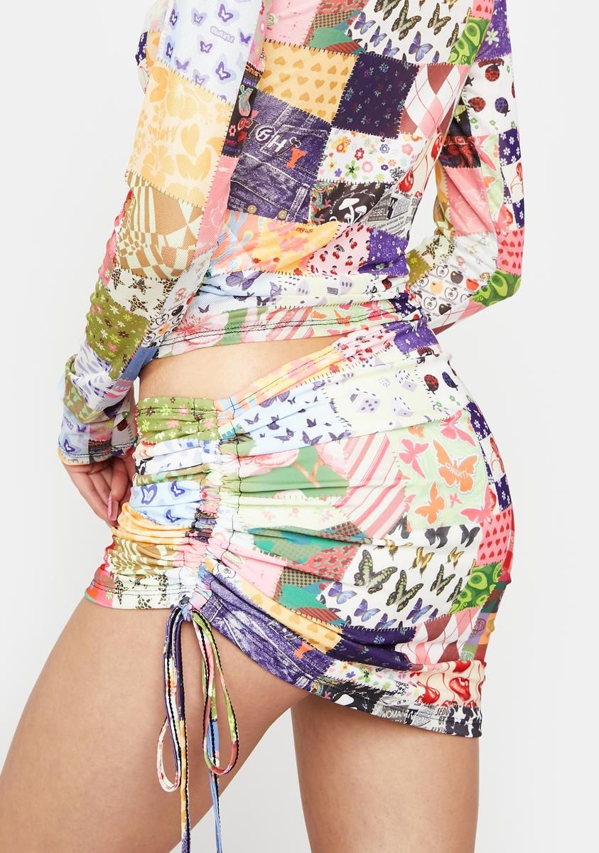 Patchwork Mini Skirt sold by Dolls Kill