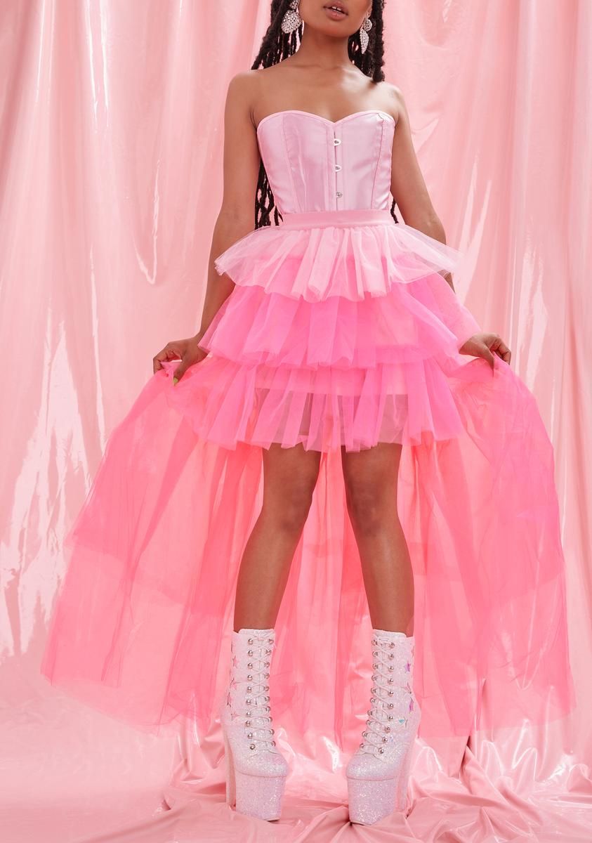 Doll Who Says Ombre Tulle High Low Skirt sold by Dolls Kill